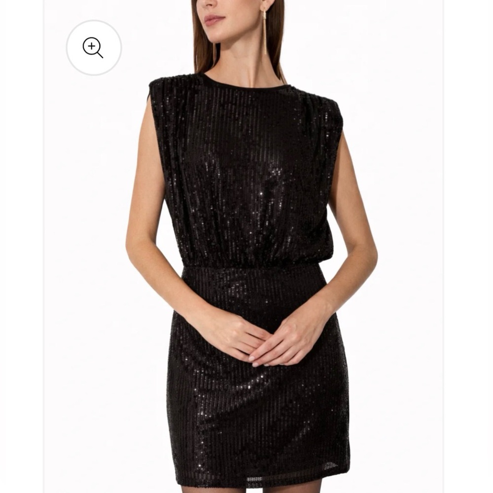 London - Elegant Black Sequin Dress - M